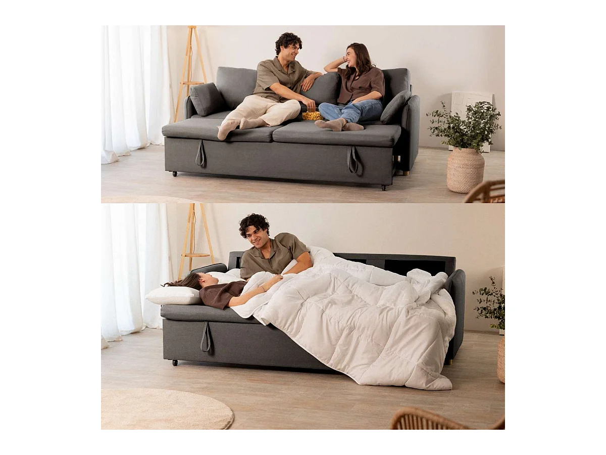 Sofá Cama  Nest 3 Gris Antracita - Nalui