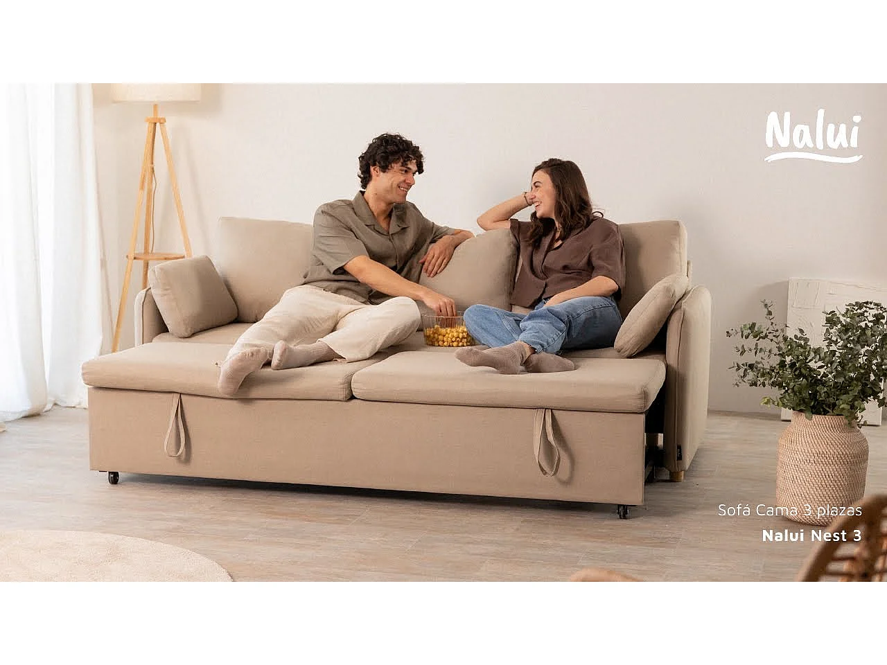 Sofá Cama  Nest 3 Gris Antracita - Nalui