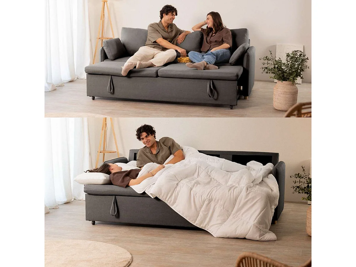 Sofá Cama  Nest 3 Gris Antracita - Nalui