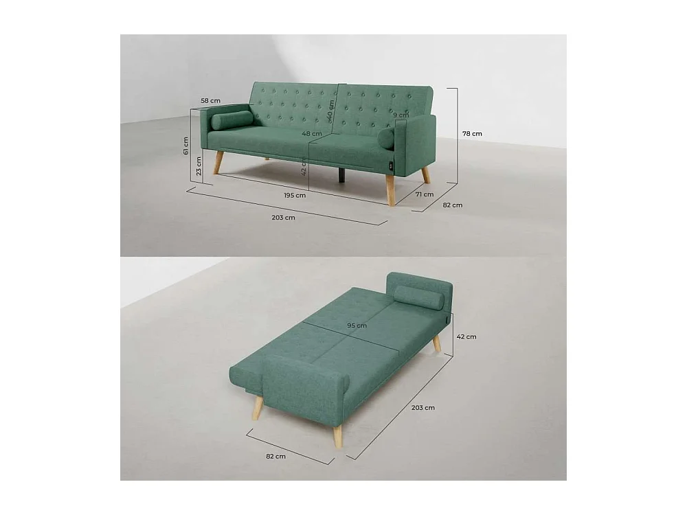 Sofá Cama  One Dots Verde - Nalui