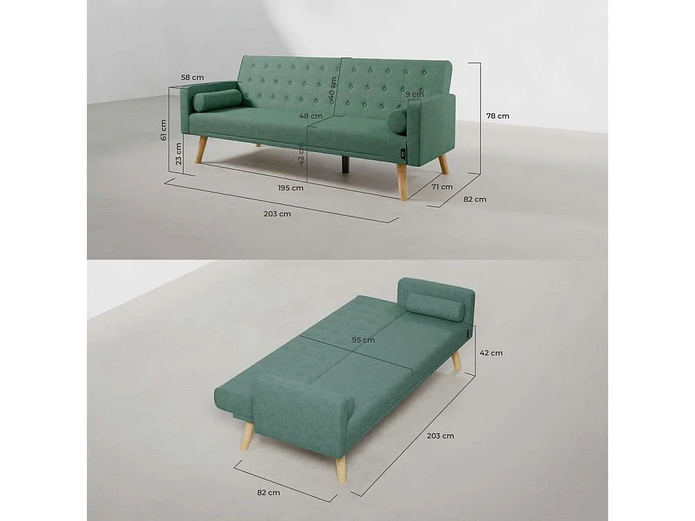 Sofá Cama  One Dots Verde - Nalui