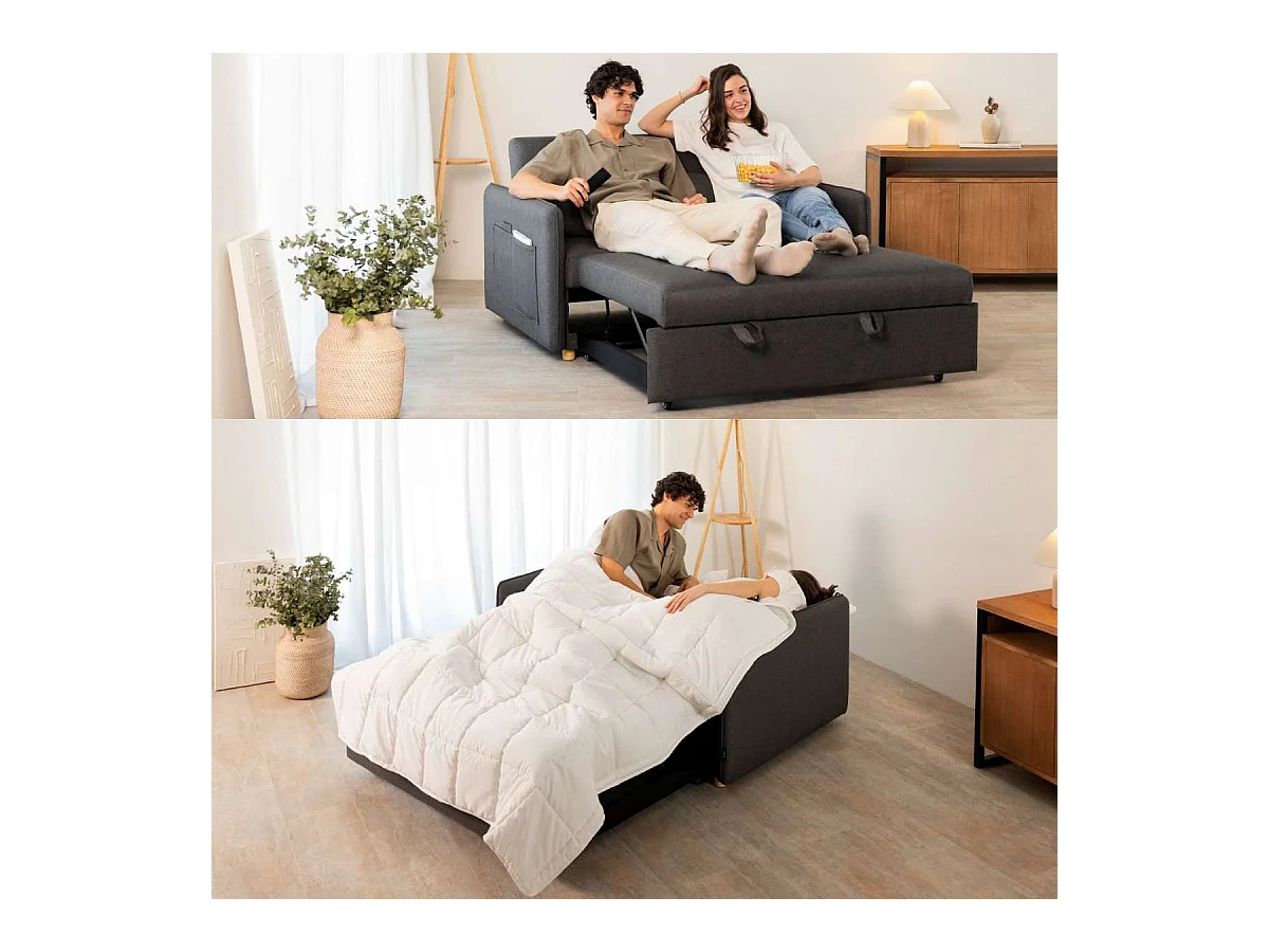 Sofá Cama  Nest 2 Gris Antracita - Nalui