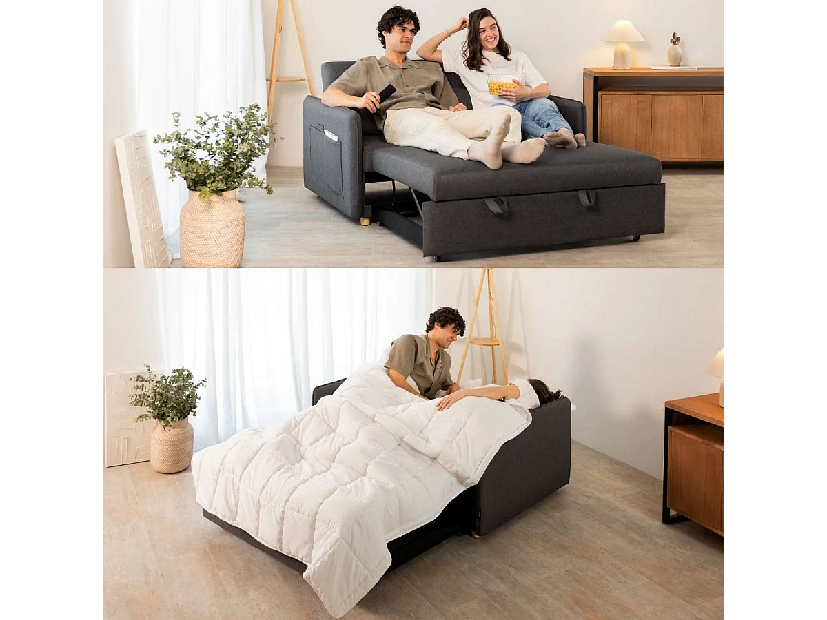 Sofá Cama  Nest 2 Gris Antracita - Nalui