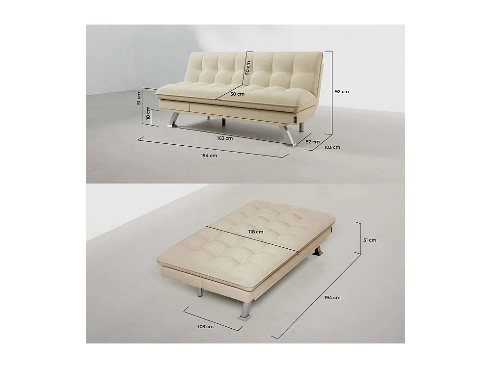 Sofá Cama  Cloud Dots Beige - Nalui