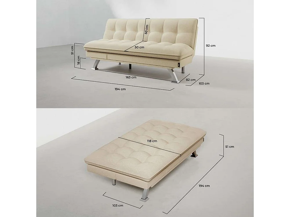 Sofá Cama  Cloud Dots Beige - Nalui