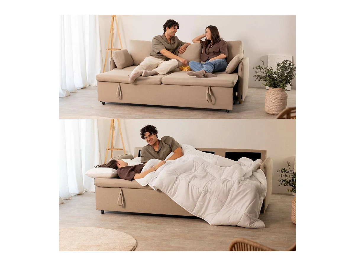 Sofá Cama  Nest 3 Beige - Nalui