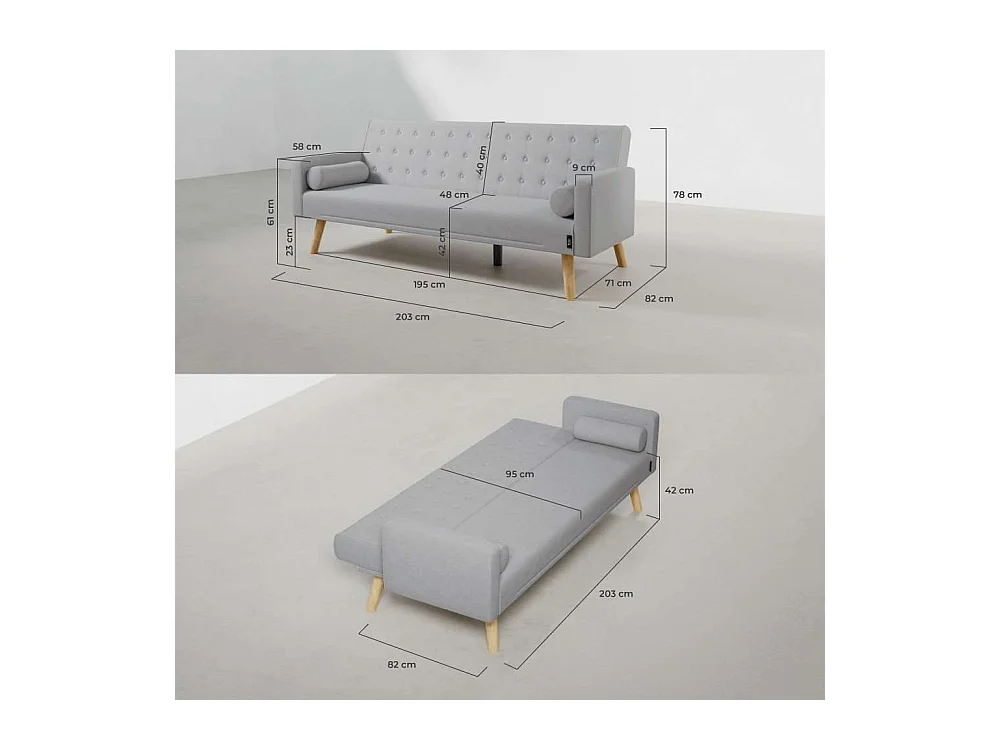 Sofá Cama  One Dots Gris - Nalui