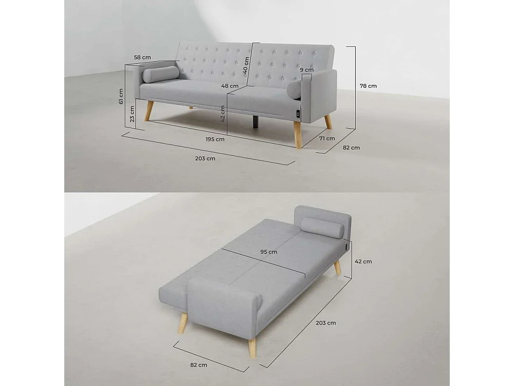 Sofá Cama  One Dots Gris - Nalui