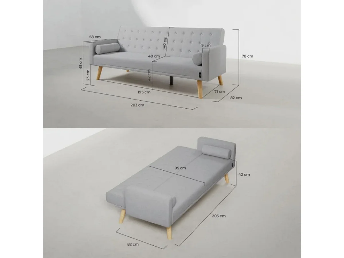 Sofá Cama  One Dots Gris - Nalui