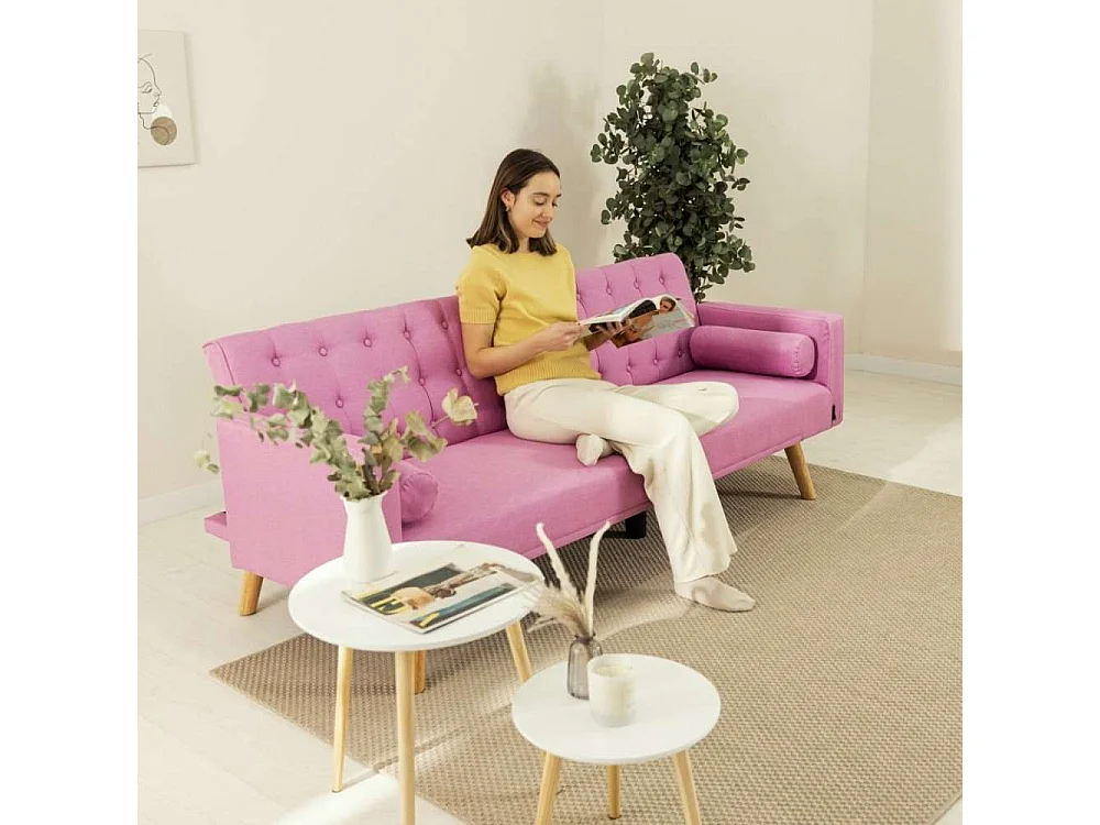 Sofá Cama  One Dots Rosa - Nalui