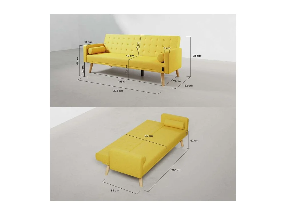 Sofá Cama  One Dots Amarillo - Nalui