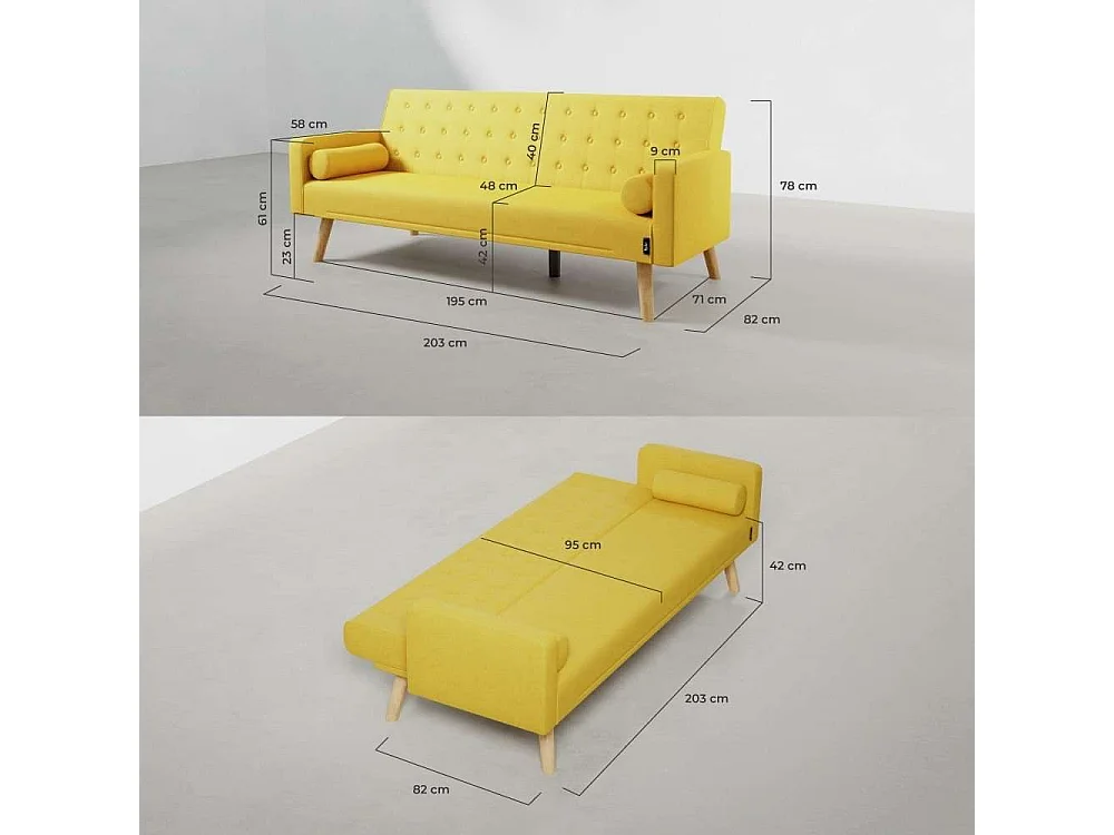 Sofá Cama  One Dots Amarillo - Nalui