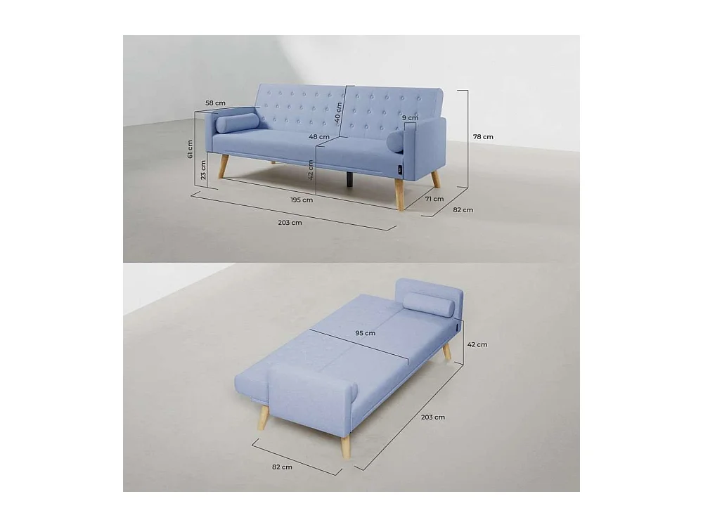 Sofá Cama  One Dots Azul - Nalui