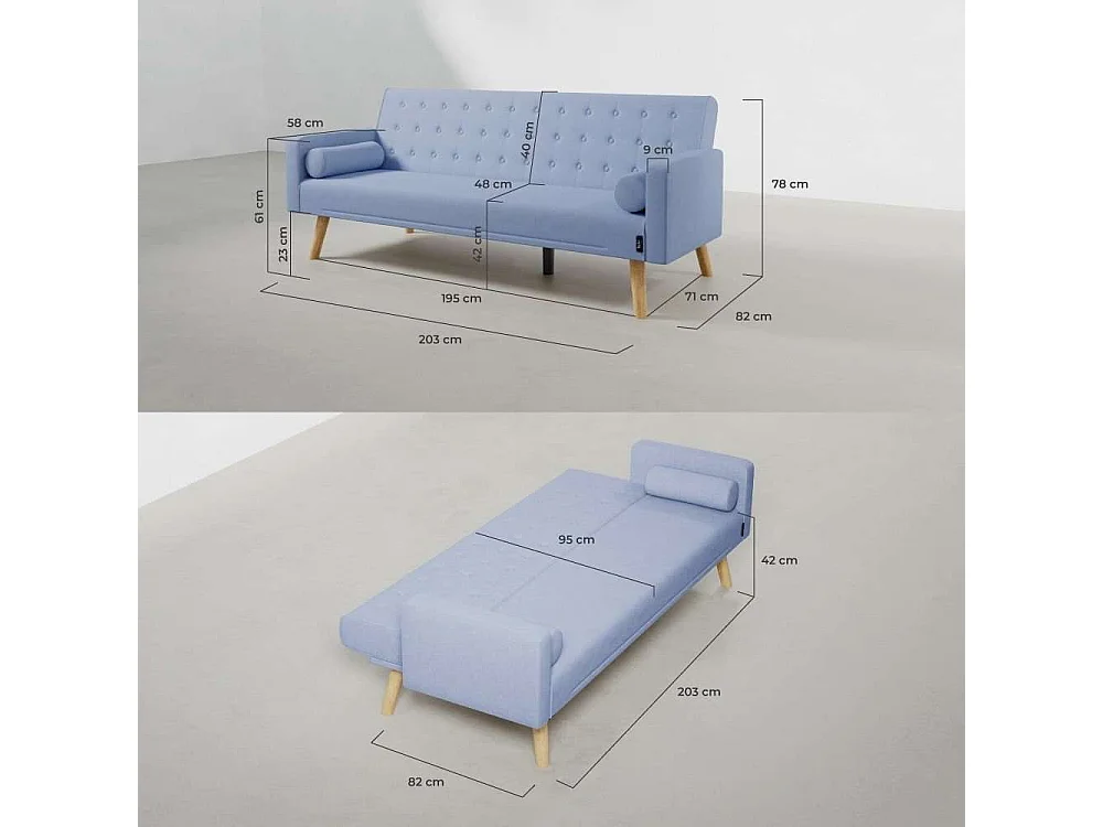 Sofá Cama  One Dots Azul - Nalui