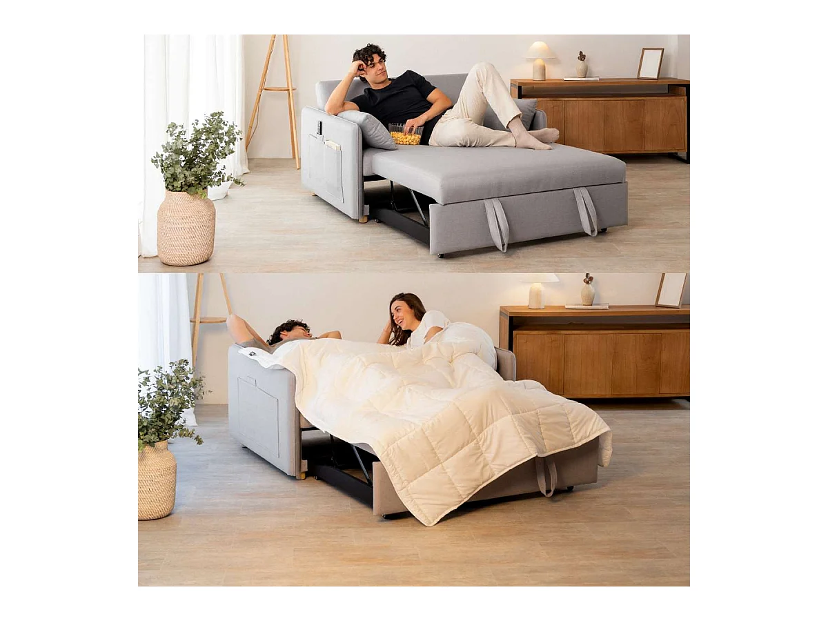 Sofá Cama  Nest 2 Gris - Nalui