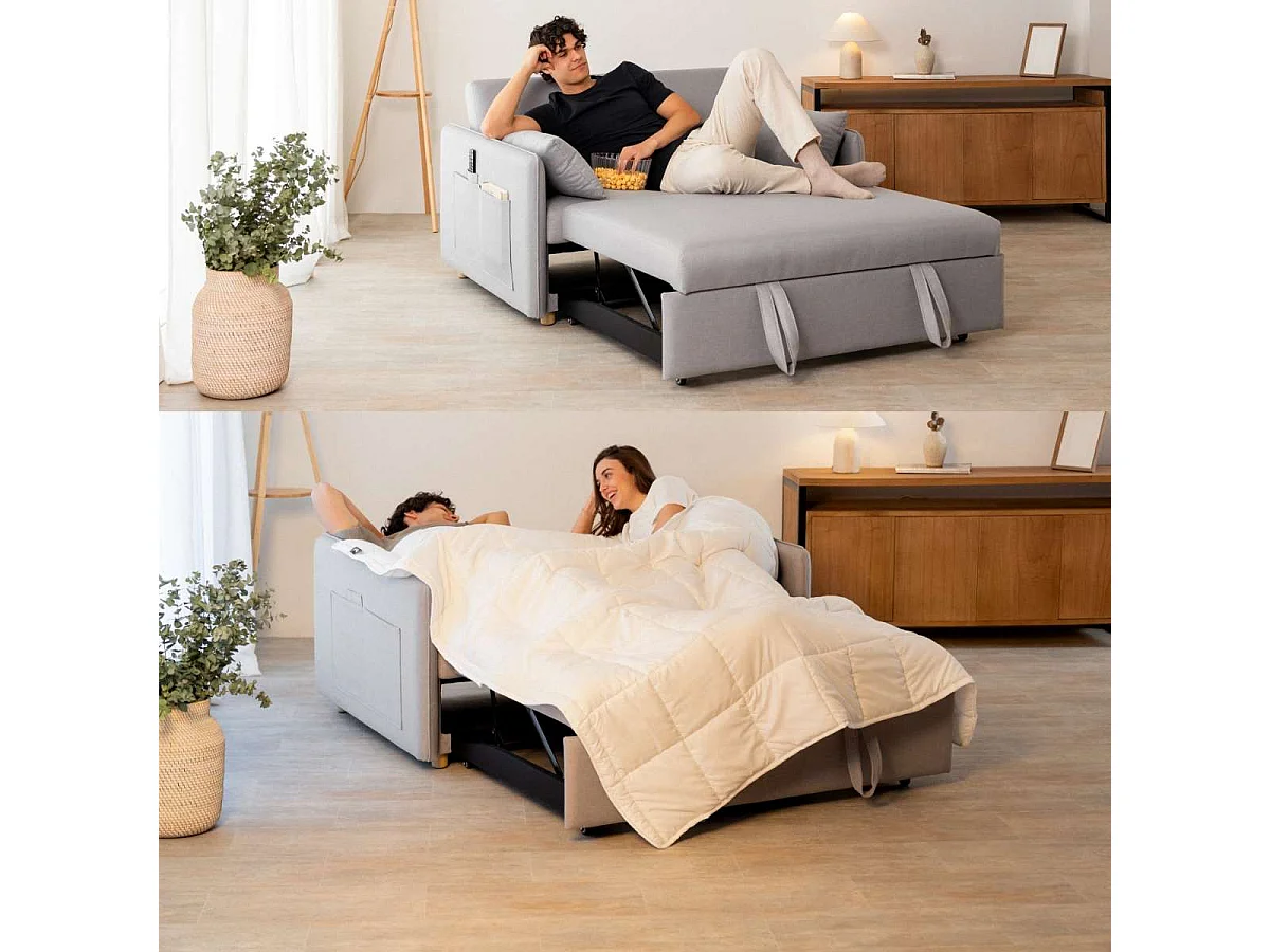 Sofá Cama  Nest 2 Gris - Nalui