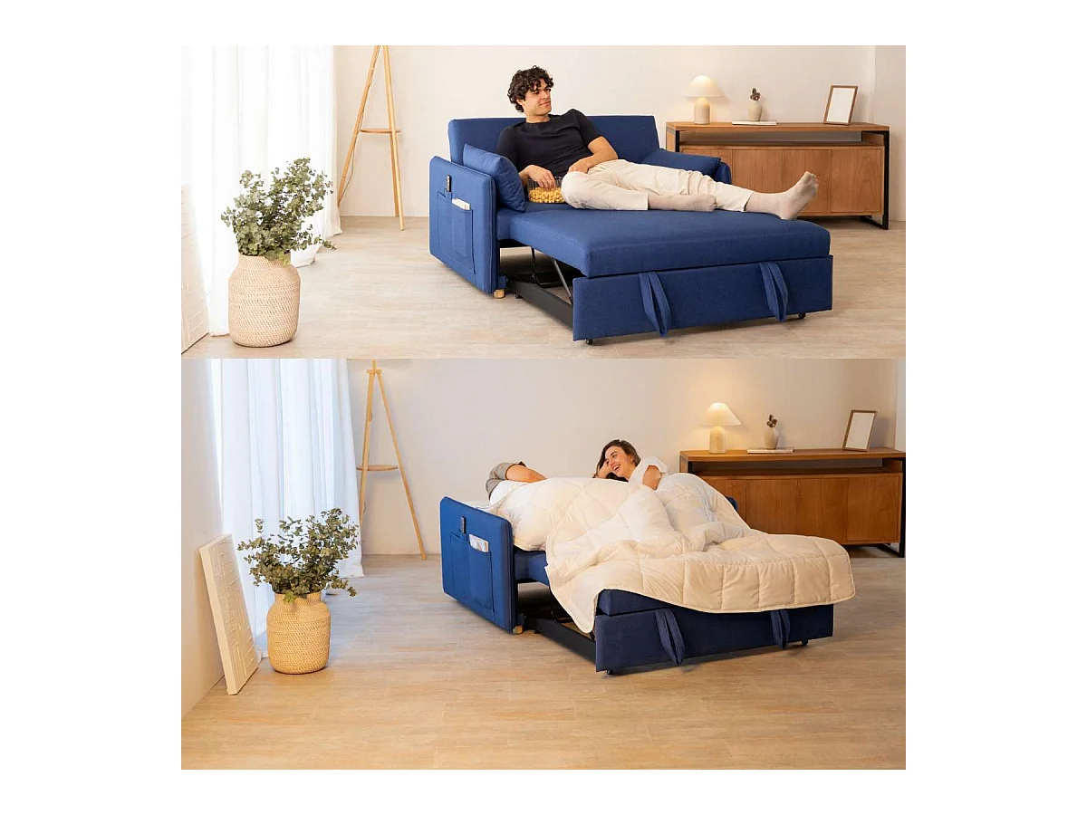 Sofá Cama  Nest 2 Azul Marino - Nalui