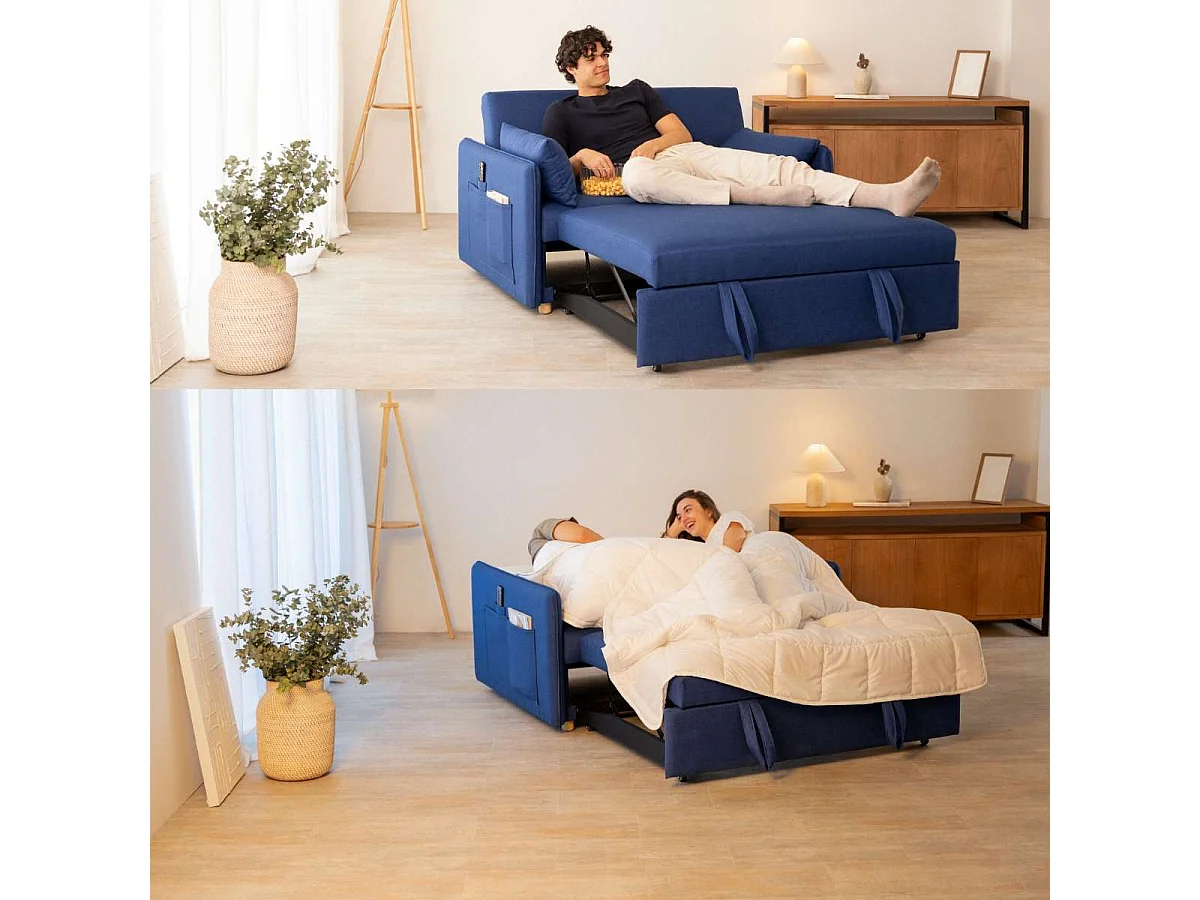 Sofá Cama  Nest 2 Azul Marino - Nalui