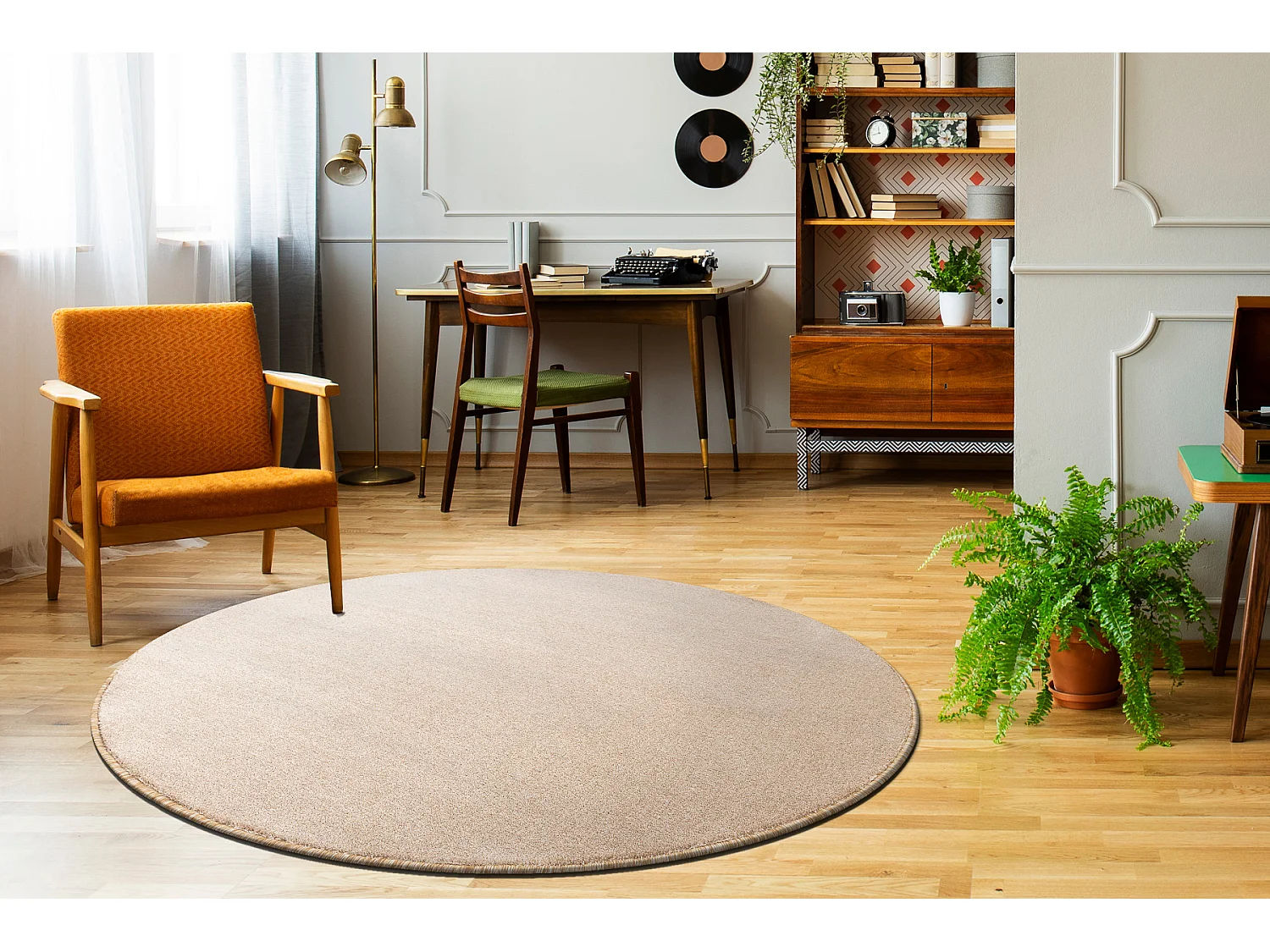 Moqueta SEDUCTION círculo beige 41 suave, duradero, dormitorio, hotel cercle 100 cm