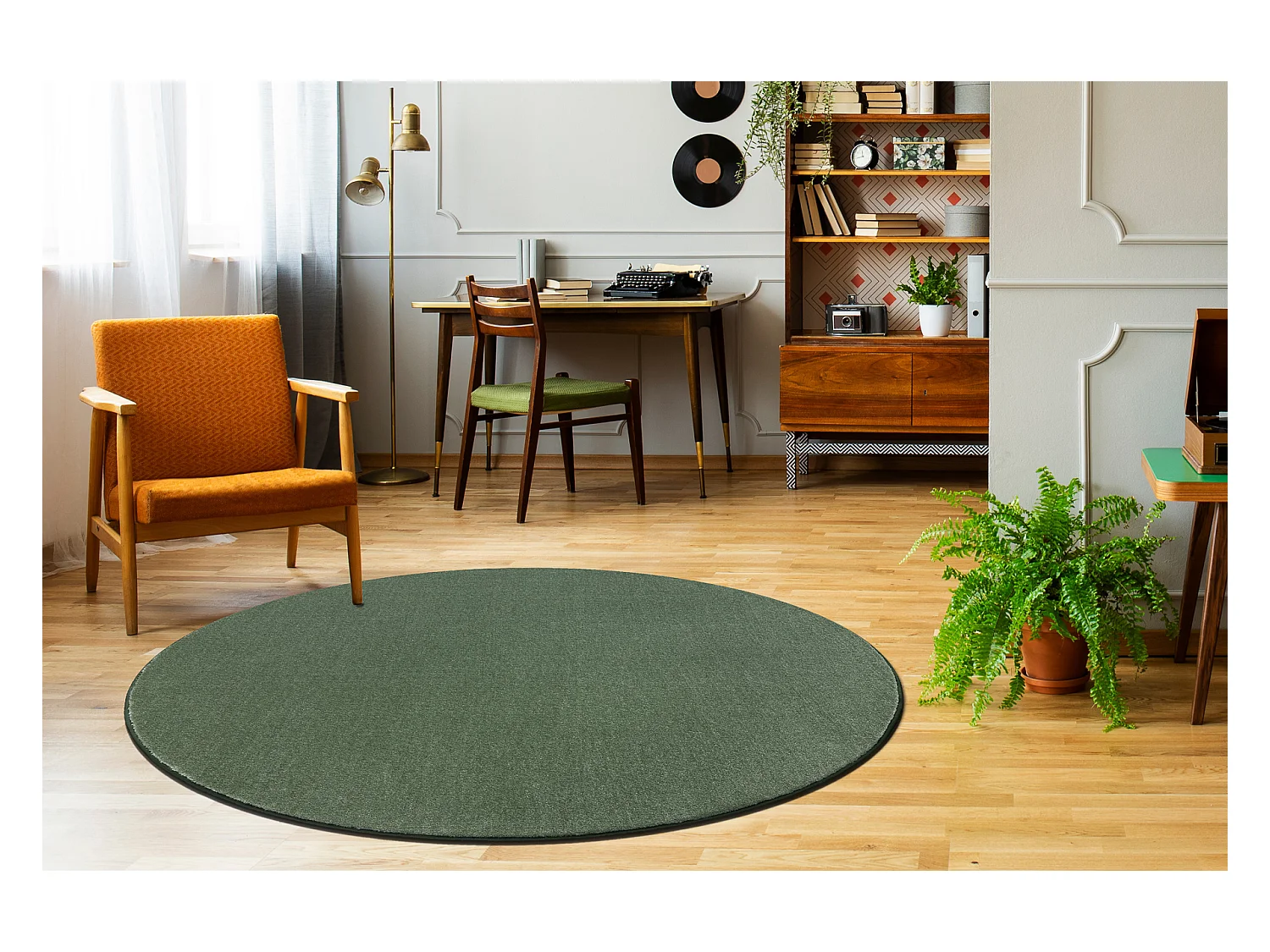 TAPIS cercle SEDUCTION vert 26 doux, durable, chambre, hôtel cercle 150 cm