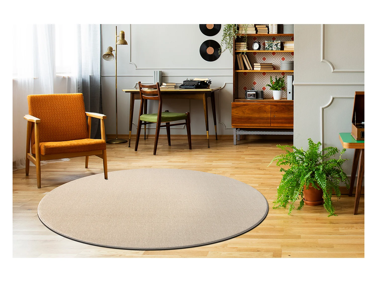 TAPIS cercle SEDUCTION crème 34 doux, durable, chambre, hôtel cercle 200 cm