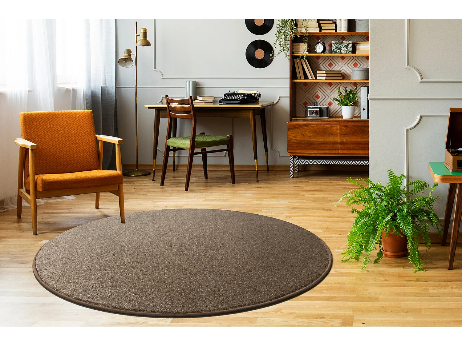 Moqueta SEDUCTION círculo marrón 46 suave, duradero, dormitorio, hot cercle 150 cm