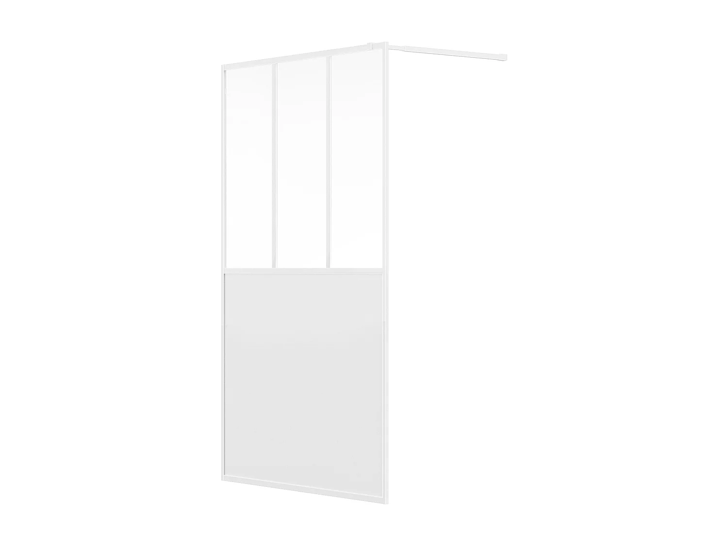Paroi de douche à l'italienne style atelier - Blanc mat - 140 x 200 cm - URBANIK