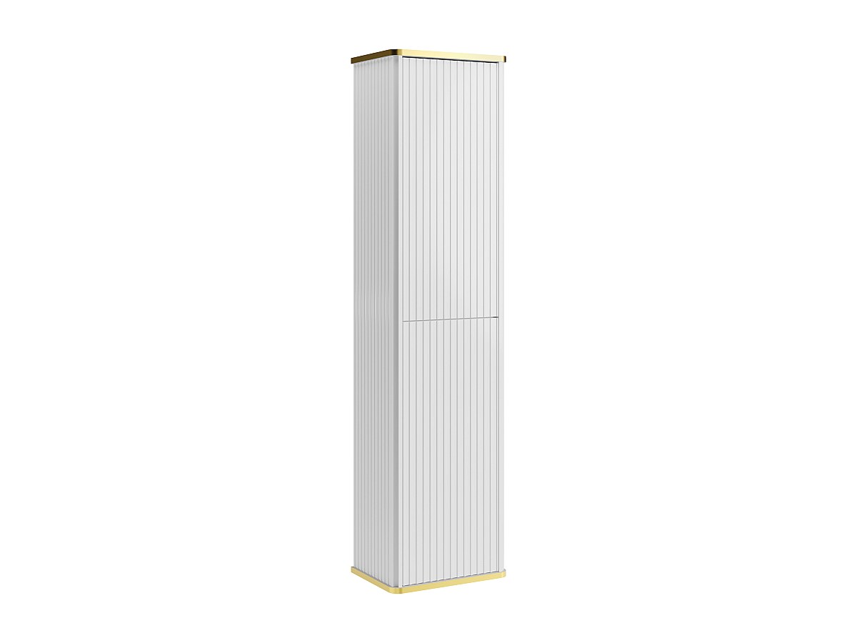 Hängeschrank Bad - Gestreift mit Goldkante - Weiß - H140 cm - KELIZA günstig online kaufen