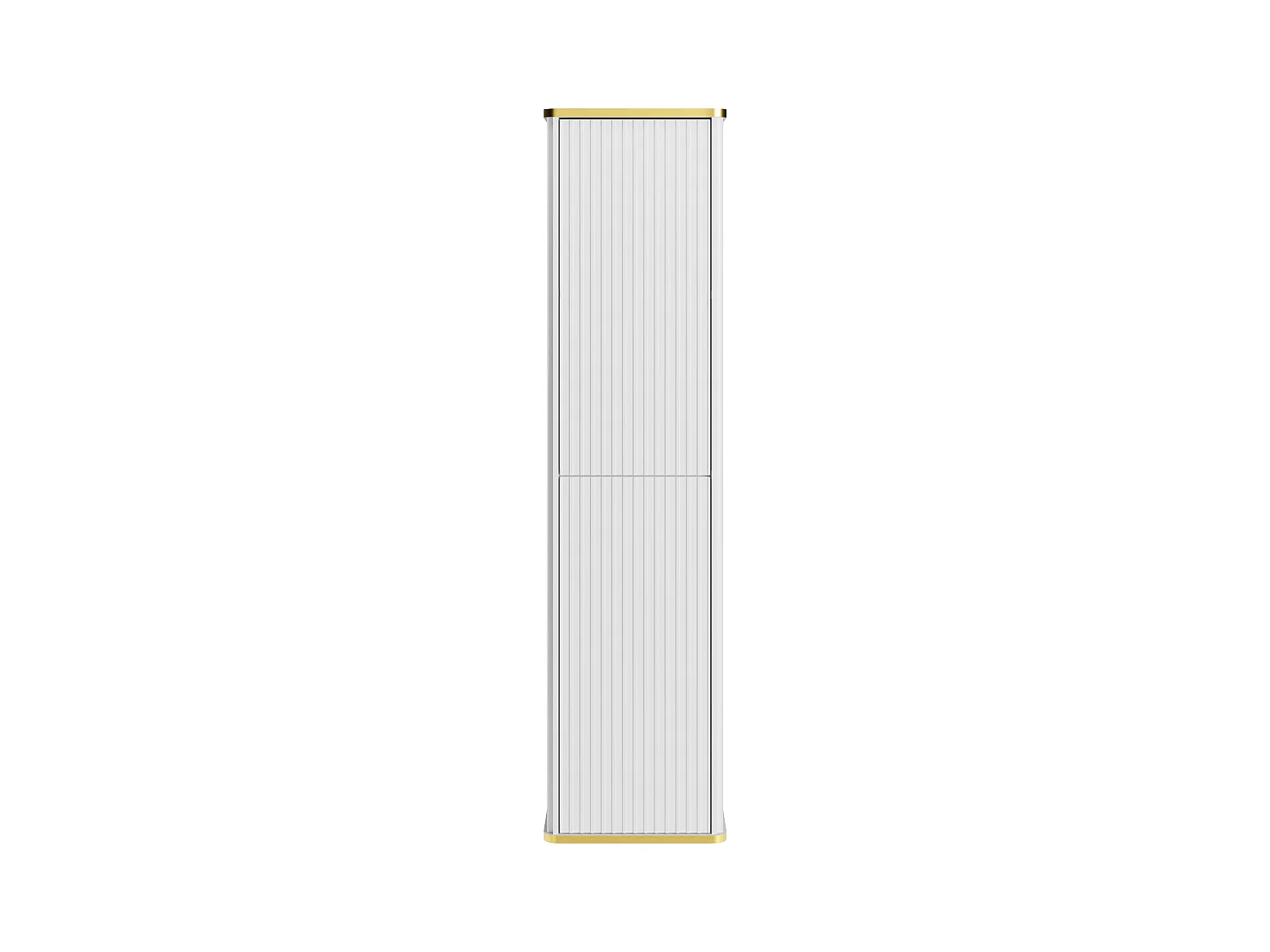 Colonne de salle de bain suspendue striée liseré doré - Blanc - H140 cm - KELIZA