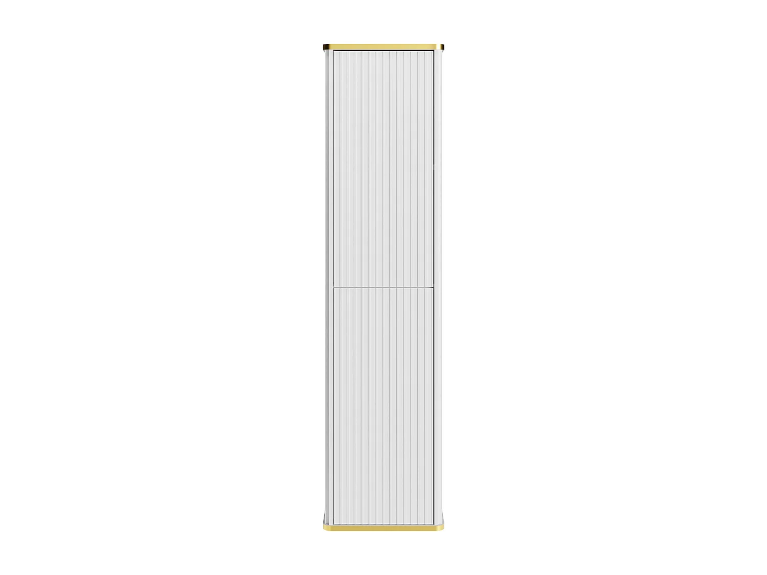 Colonne de salle de bain suspendue striée liseré doré - Blanc - H140 cm - KELIZA