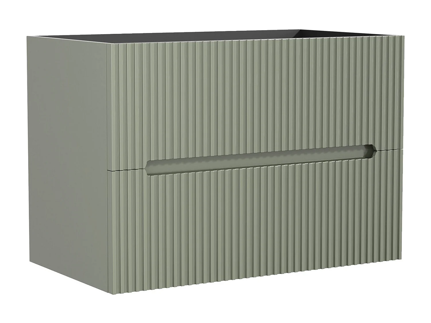 Meuble sous vasque suspendu strié vert - 80 cm - PAVANI