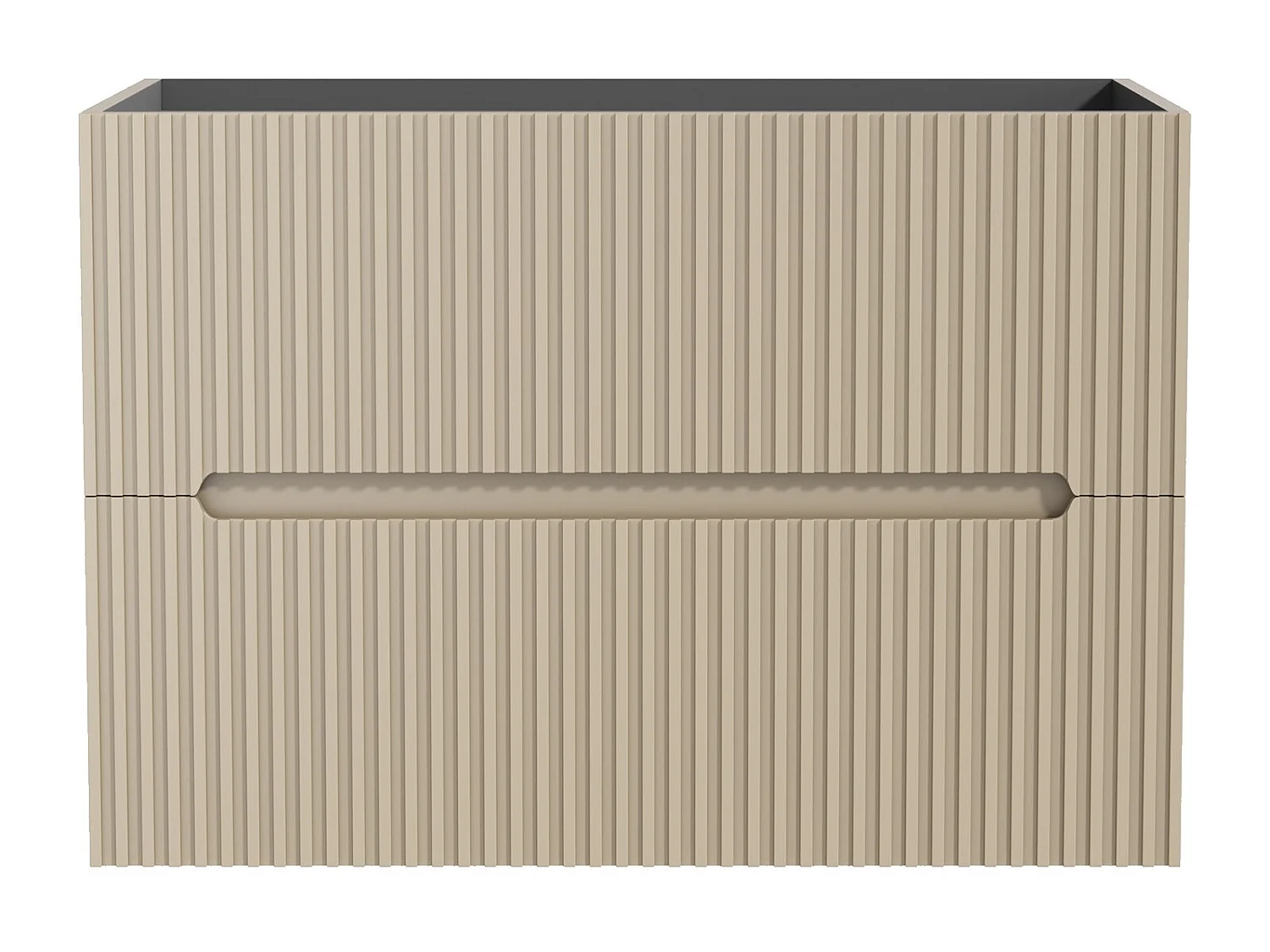 Meuble sous vasque suspendu strié beige - 80 cm - PAVANI