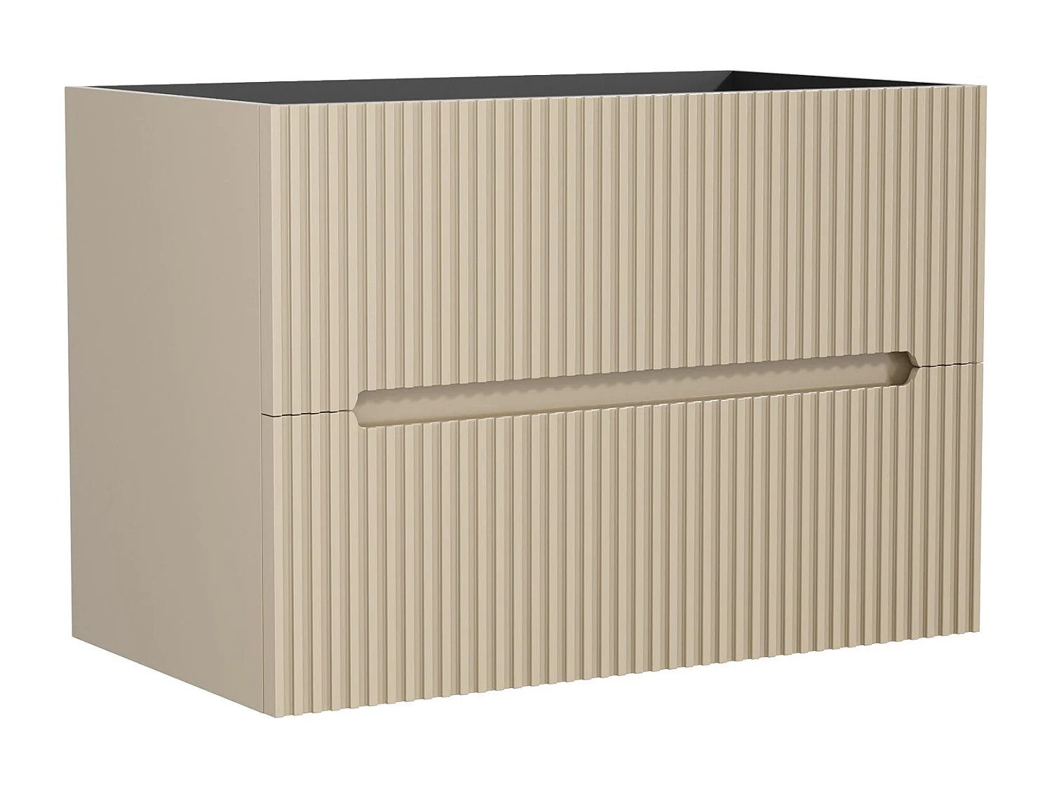 Meuble sous vasque suspendu strié beige - 80 cm - PAVANI