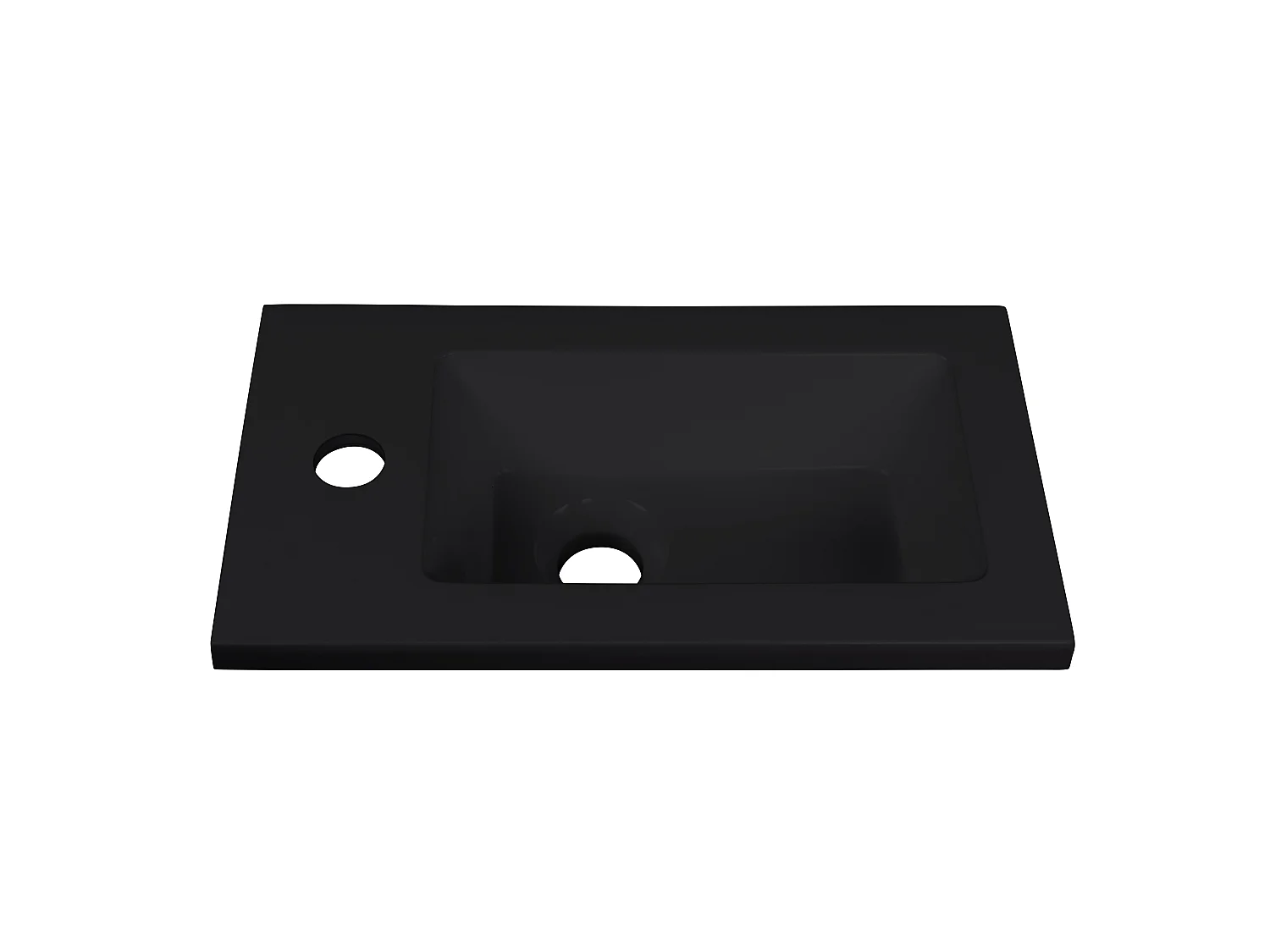 Meuble lave-main suspendu avec niche et vasque noire - 40 cm - Coloris naturel clair - LOPENA