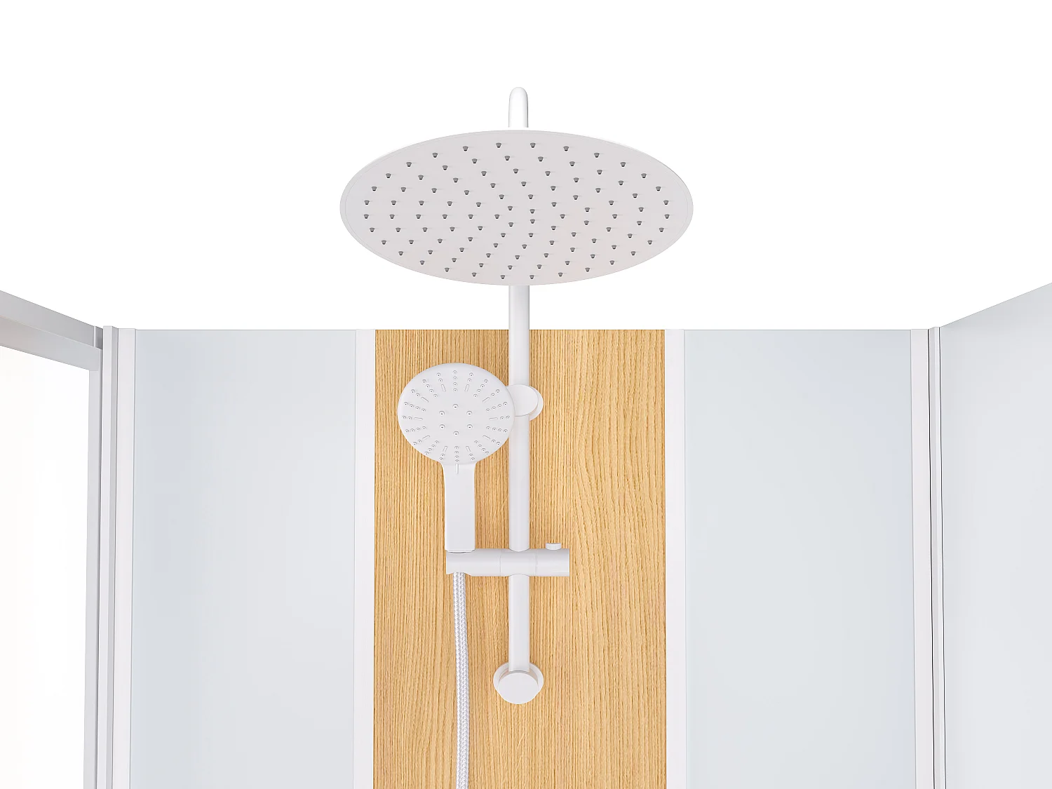 Cabine de douche hydromassante rectangulaire en bambou composite - Installation réversible - Blanc mat - L120 x l80 x H225 cm - VITUNA