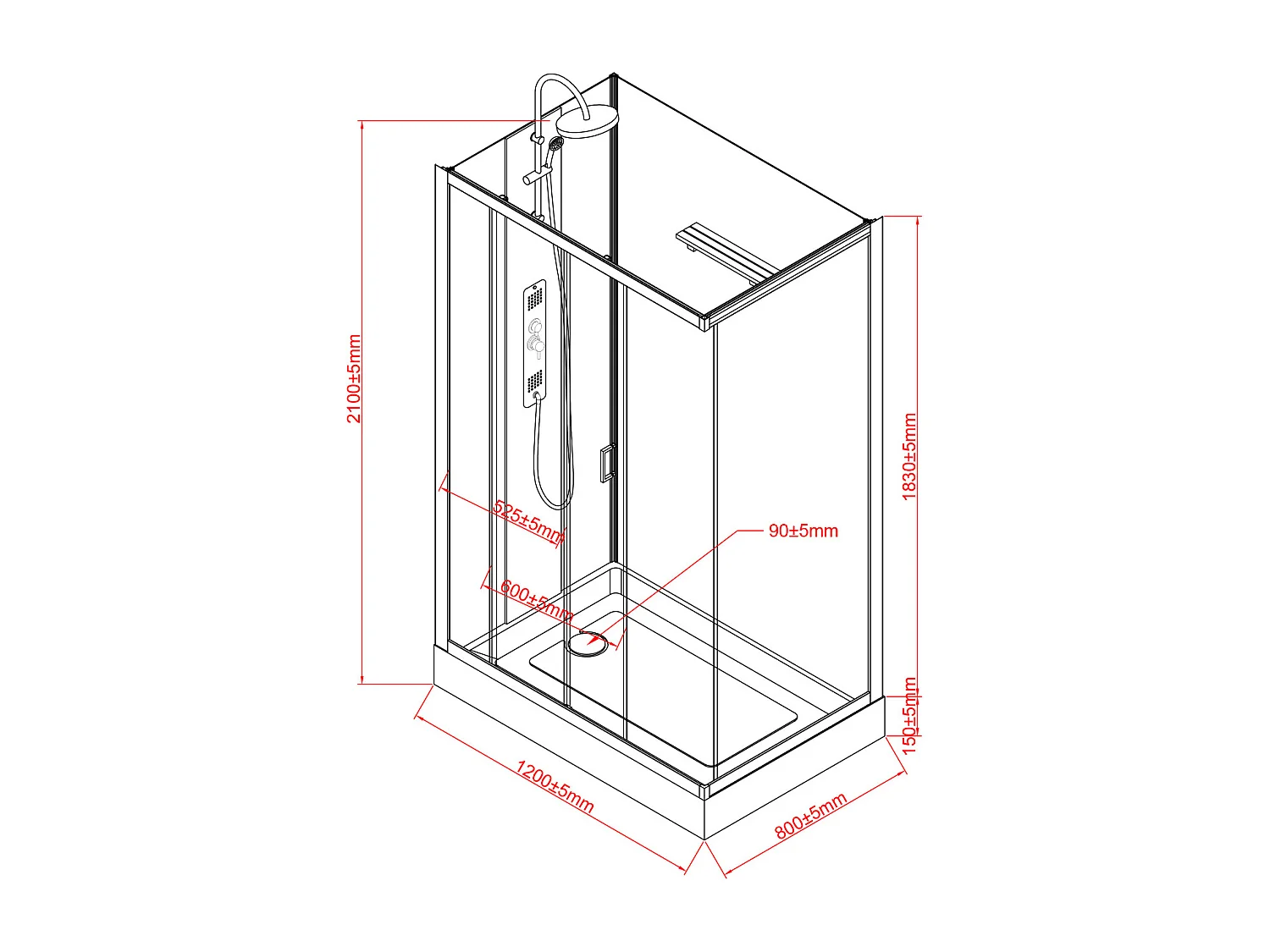 Cabine de douche hydromassante rectangulaire en bambou composite - Installation réversible - Blanc mat - L120 x l80 x H225 cm - VITUNA
