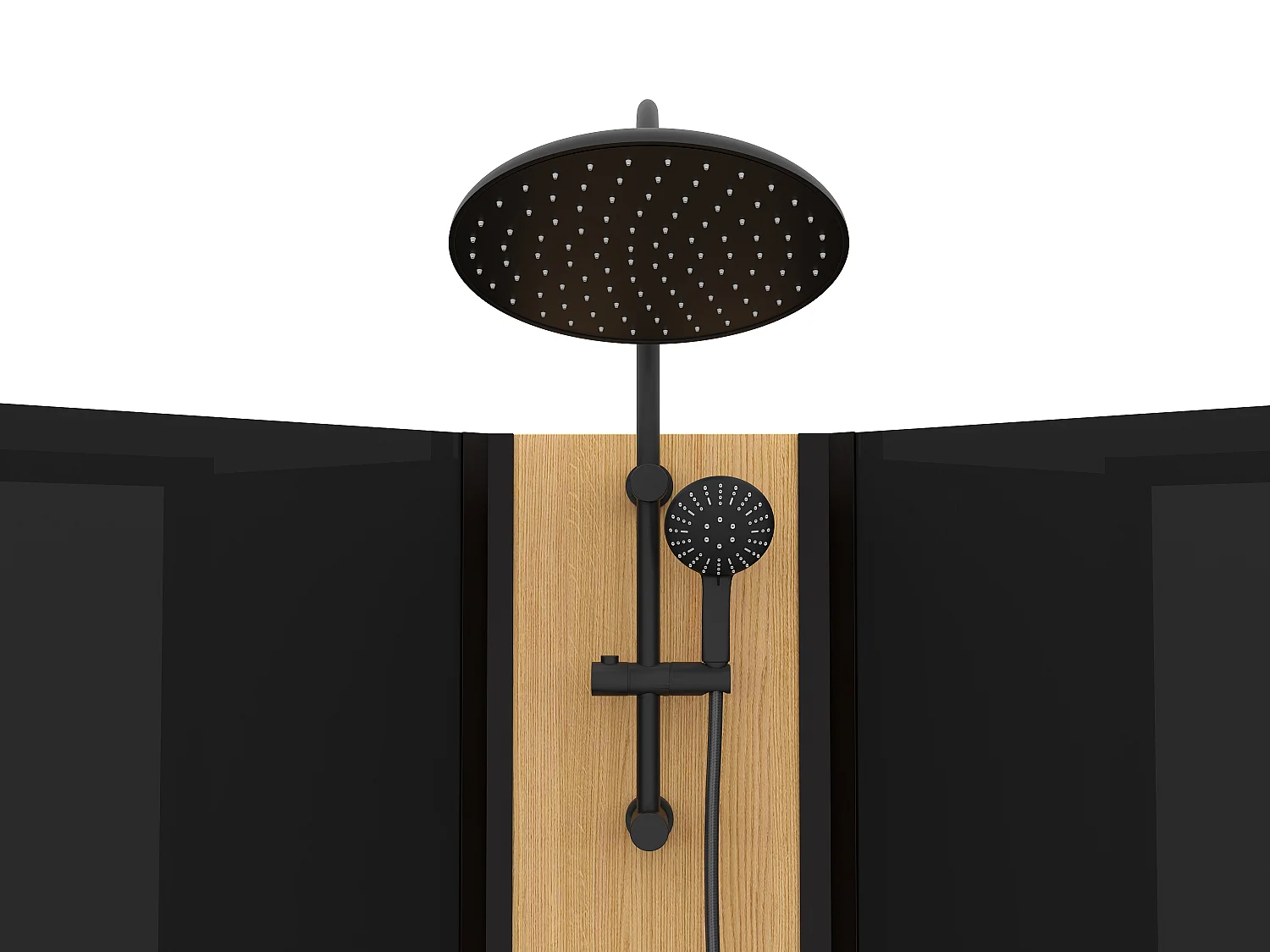 Cabine de douche hydromassante avec panneau en bambou composite - Noir mat - L85 x l85 x H225 - CODREVA