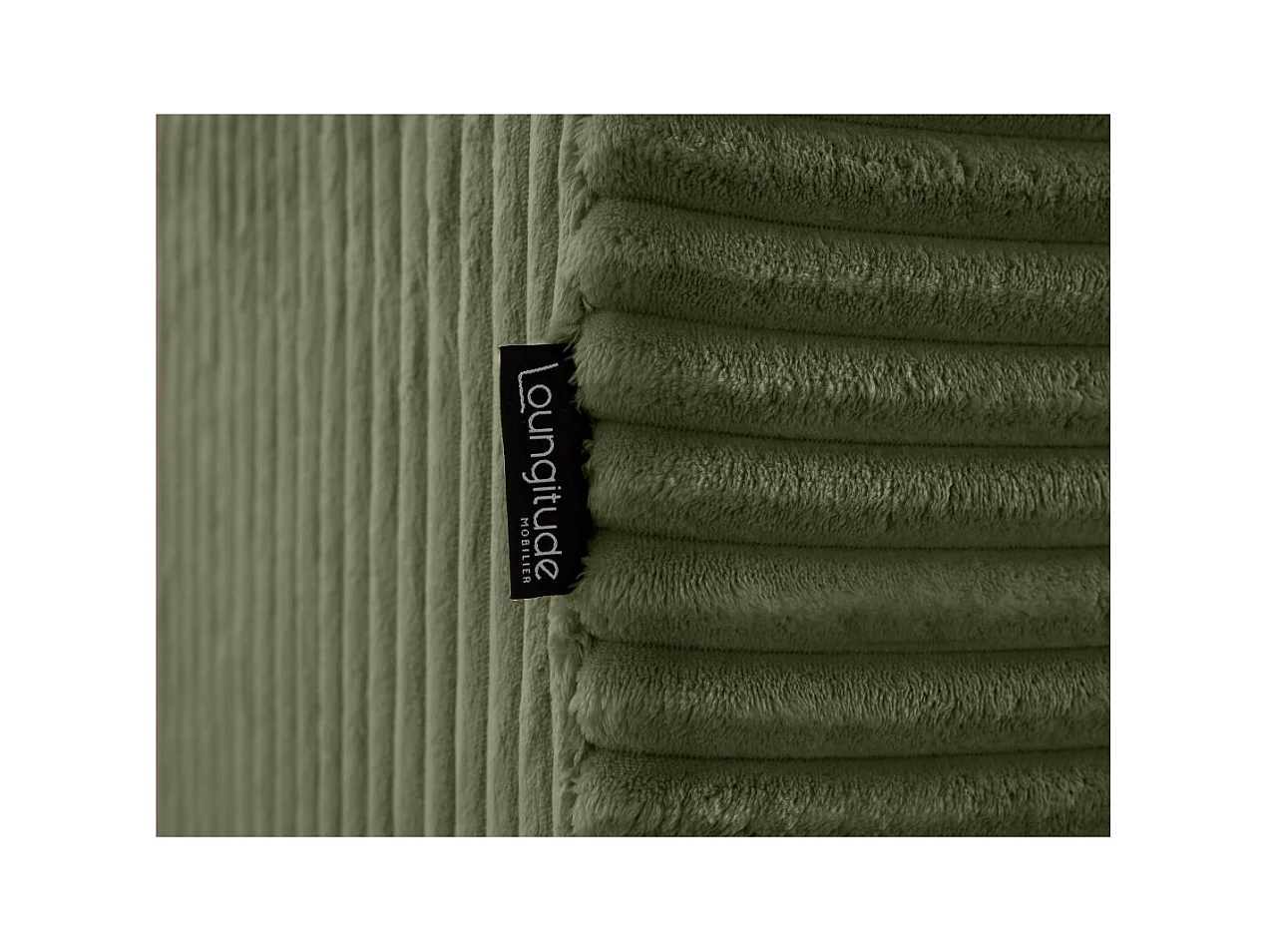 Canapé droit 4 places FLUFFY avec double méridienne et assise profonde en velours côtelé - Vert