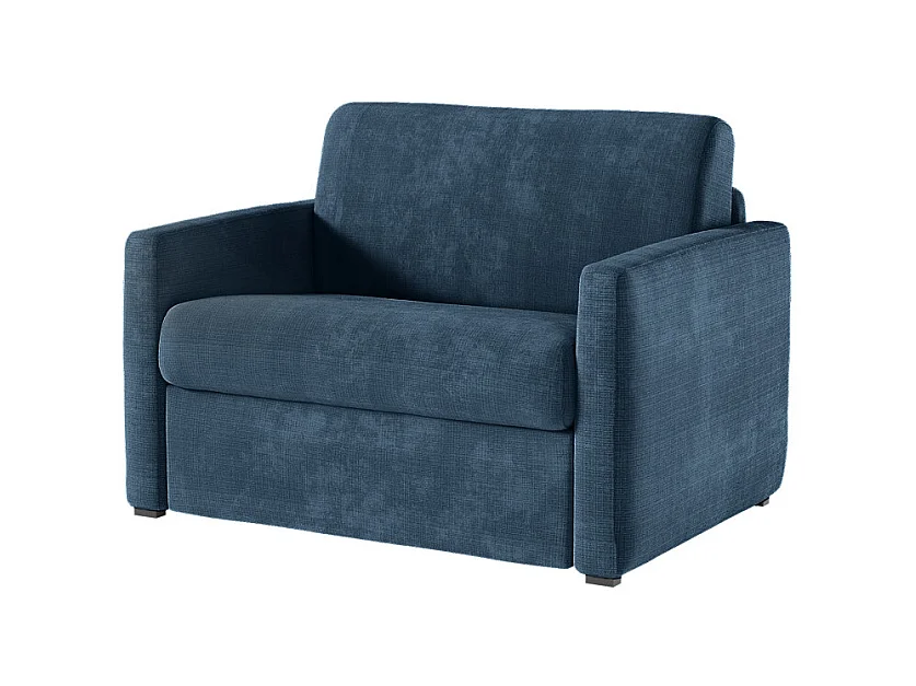 Fauteuil AGATHE convertible express couchage quotidien 70x190cm en tissu chenille bleu foncé - Matelas 13cm