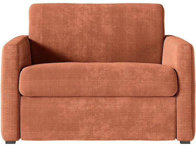 Fauteuil AGATHE convertible express couchage quotidien 70x190cm en tissu chenille terracotta - Matelas 13cm