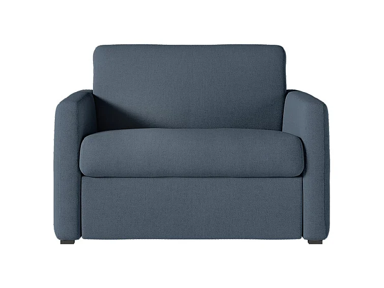 Fauteuil AGATHE convertible express couchage quotidien 70x190cm en tissu bleu foncé - Matelas 13cm