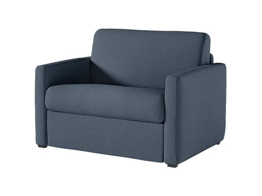 Fauteuil AGATHE convertible express couchage quotidien 70x190cm en tissu bleu foncé - Matelas 13cm
