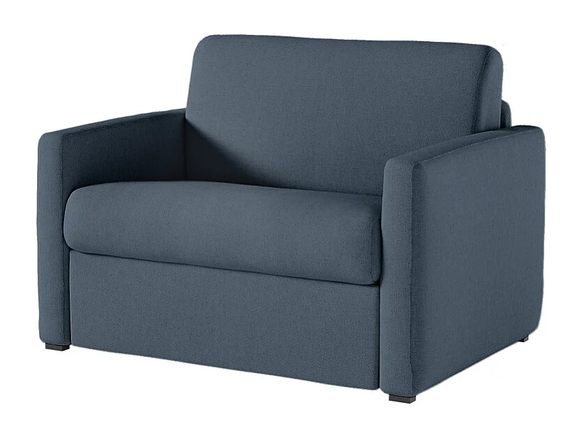 Fauteuil AGATHE convertible express couchage quotidien 70x190cm en tissu bleu foncé - Matelas 13cm