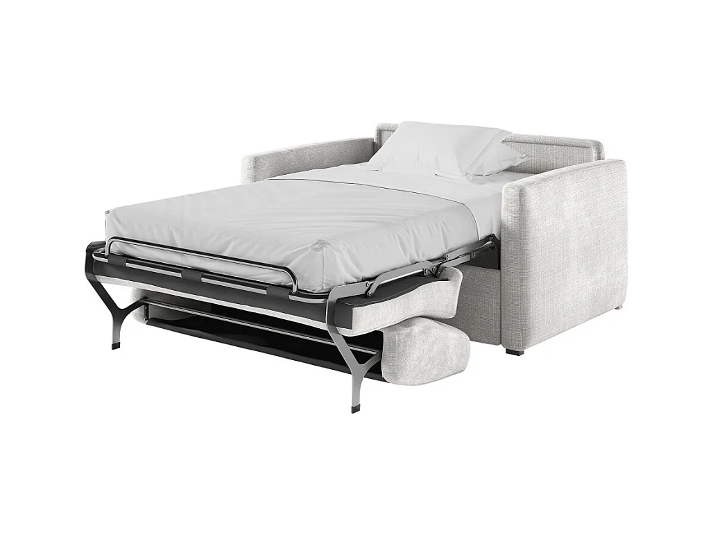 Fauteuil AGATHE convertible express couchage quotidien 100x190cm en tissu chenille beige - Matelas 13cm