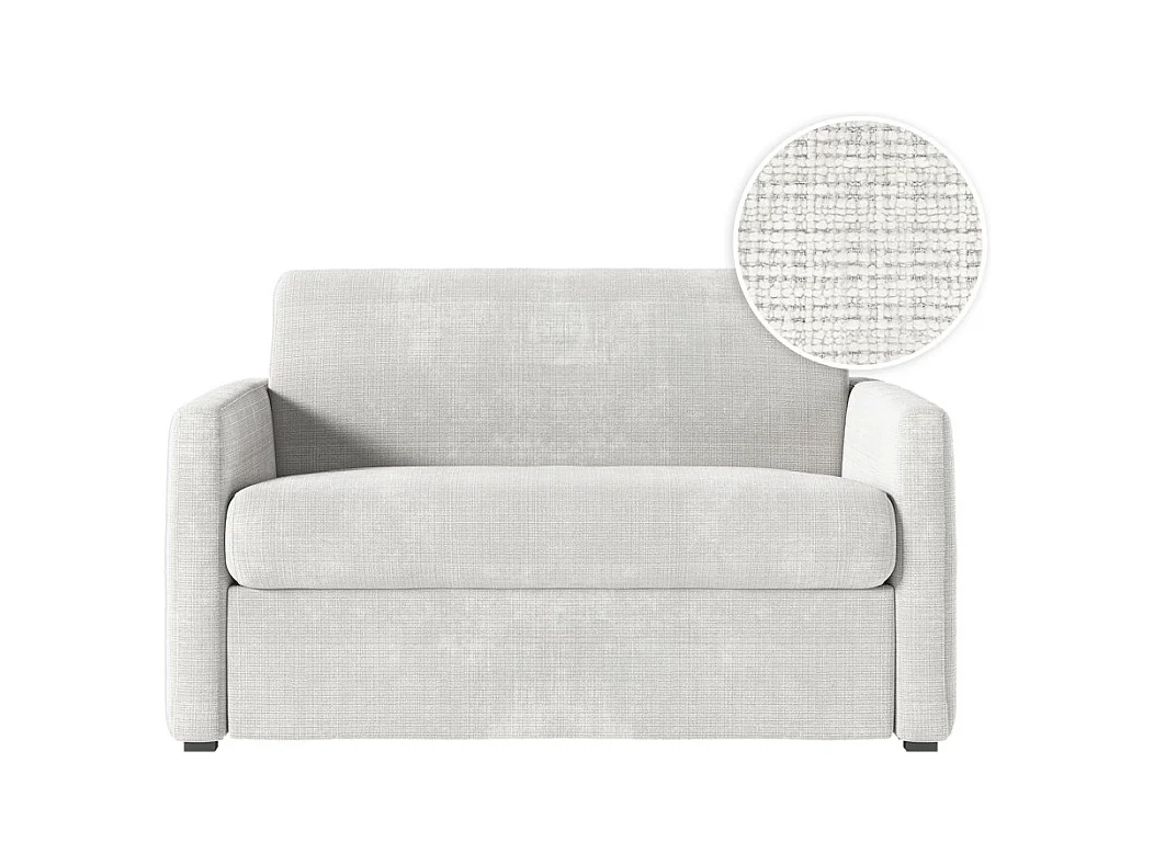 Fauteuil AGATHE convertible express couchage quotidien 100x190cm en tissu chenille beige - Matelas 13cm