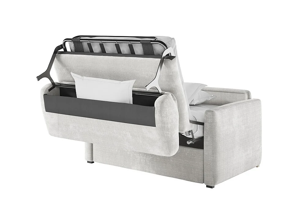 Fauteuil AGATHE convertible express couchage quotidien 100x190cm en tissu chenille beige - Matelas 13cm