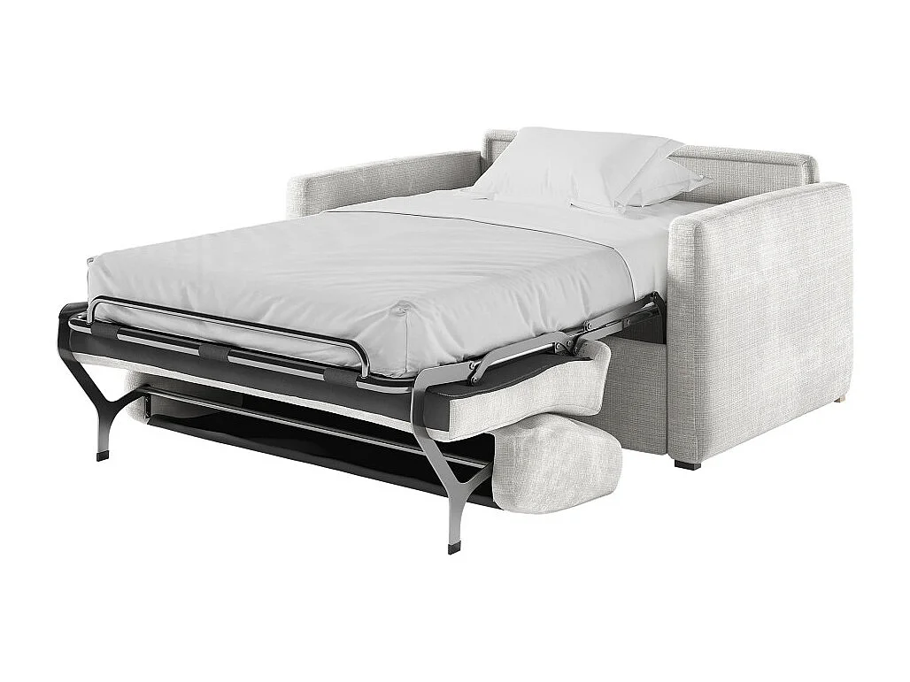 Fauteuil AGATHE convertible express couchage quotidien 100x190cm en tissu chenille beige - Matelas 13cm