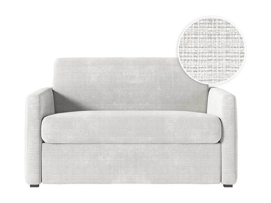 Fauteuil AGATHE convertible express couchage quotidien 100x190cm en tissu chenille beige - Matelas 13cm