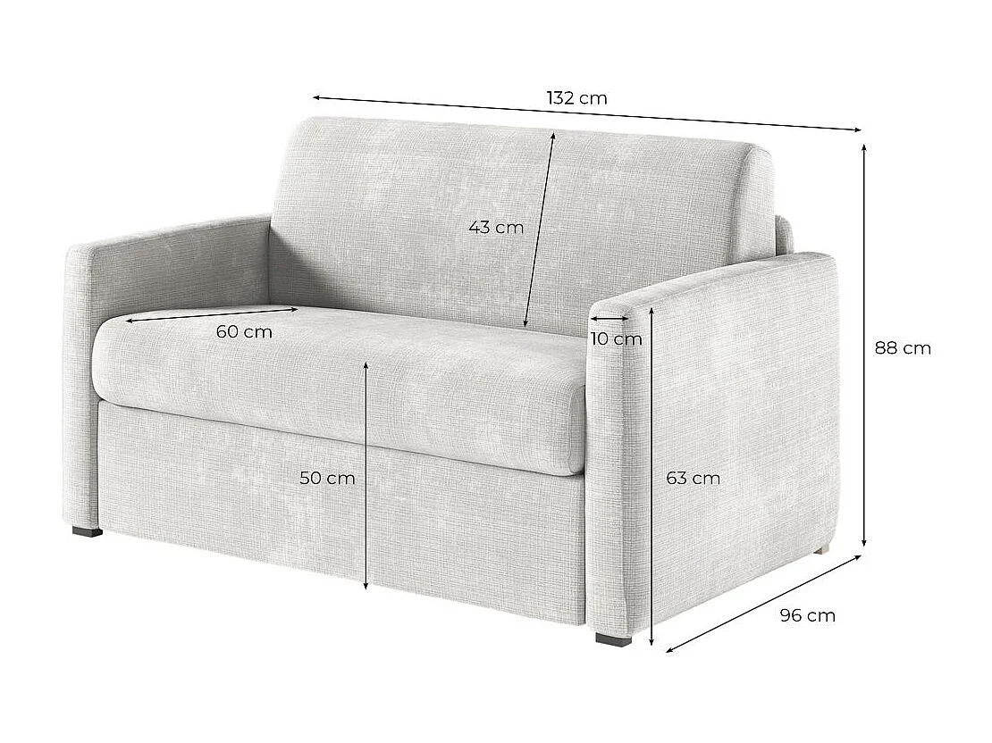 Fauteuil AGATHE convertible express couchage quotidien 100x190cm en tissu chenille beige - Matelas 13cm