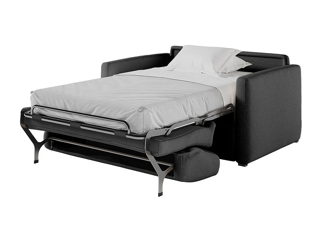 Fauteuil AGATHE convertible express couchage quotidien 100x190cm en tissu Gris anthracite - Matelas 13cm